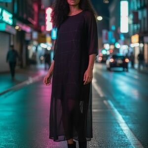 Black Sheer Sequin Dress w/ Slip Size 2